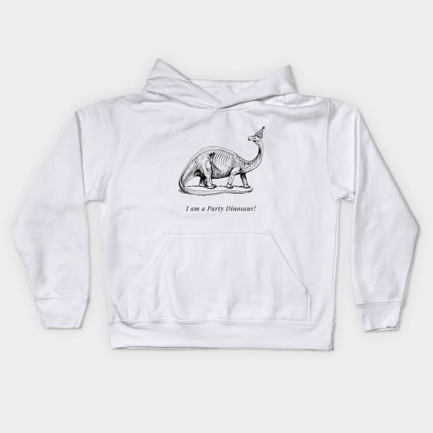 Party Dinosaur Kids Hoodie by firstsapling@gmail.com